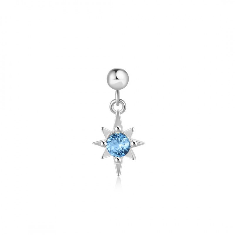 Minimalist Blue Inlaid Diamond Cubic Zirconia Star Earrings