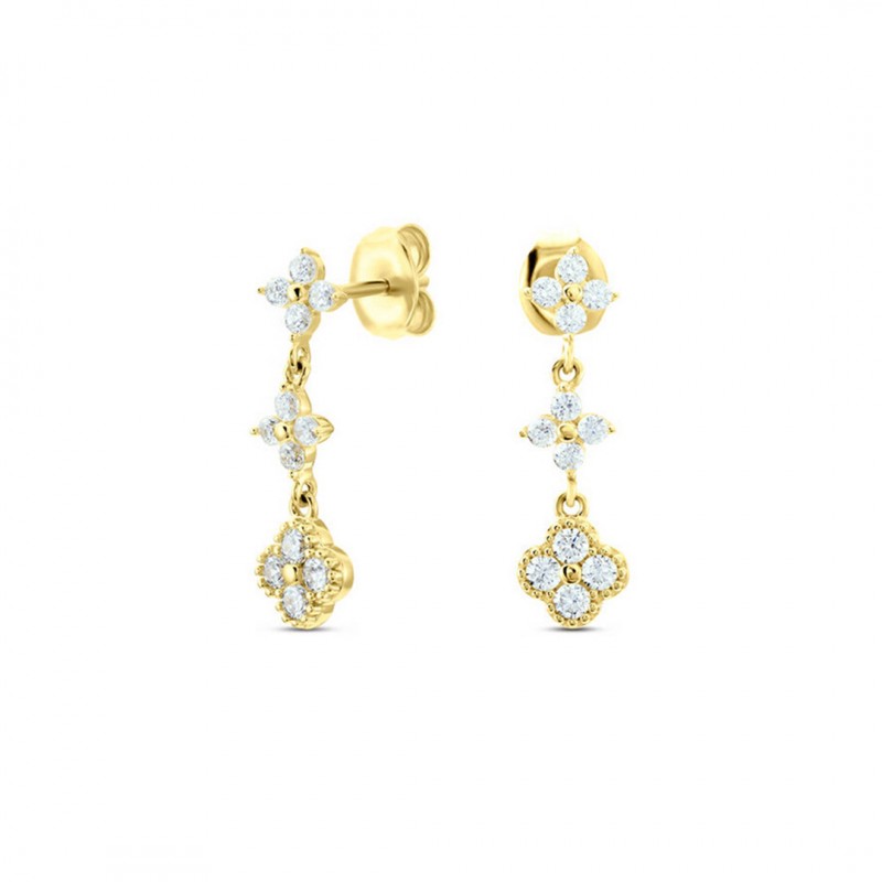 Petal Spring Dopamine Inlaid Diamond Cubic Zirconia Earrings