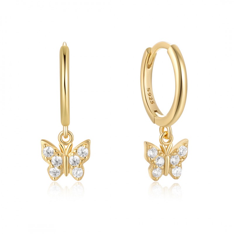 Butterfly Inlaid Diamond Cubic Zirconia Colorful Drop Earrings