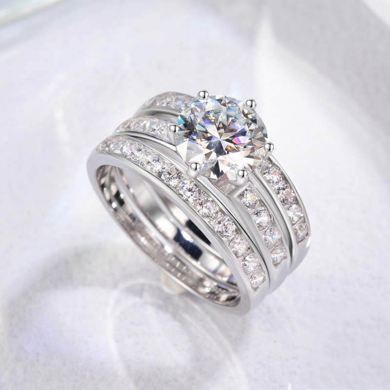 Moissanite 2 Carat Three-in-One Stackable Engagement Ring