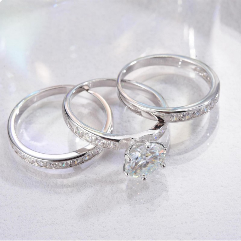 Moissanite 2 Carat Three-in-One Stackable Engagement Ring