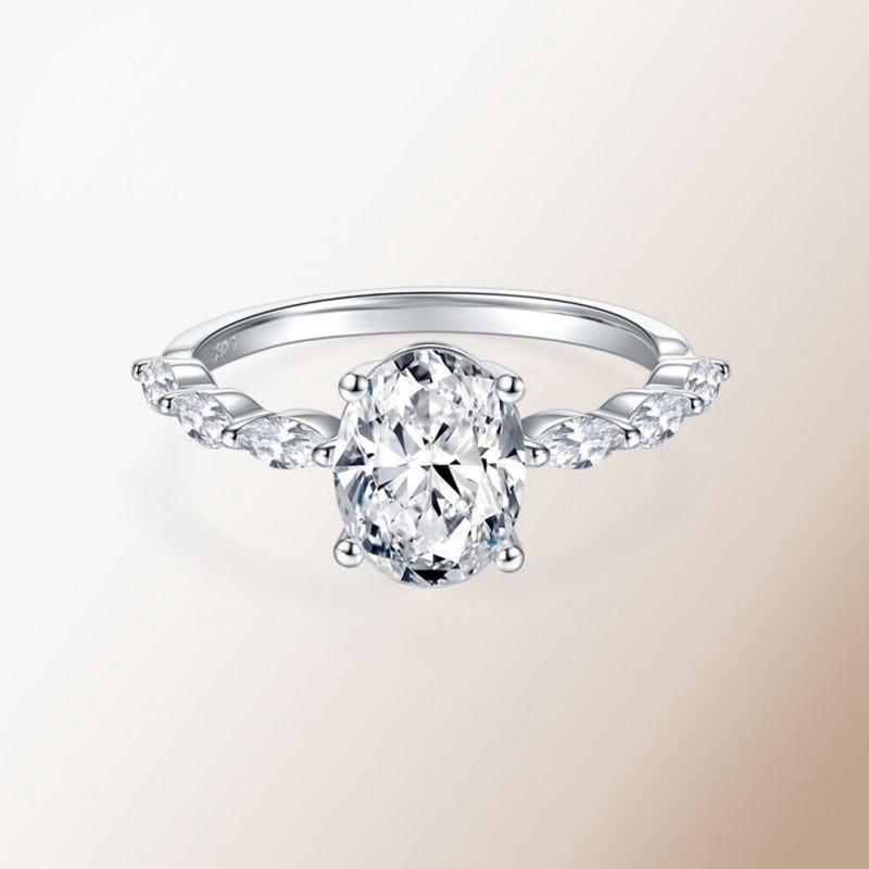 Elegant Engagement Ring with Oval Moissanite Stone