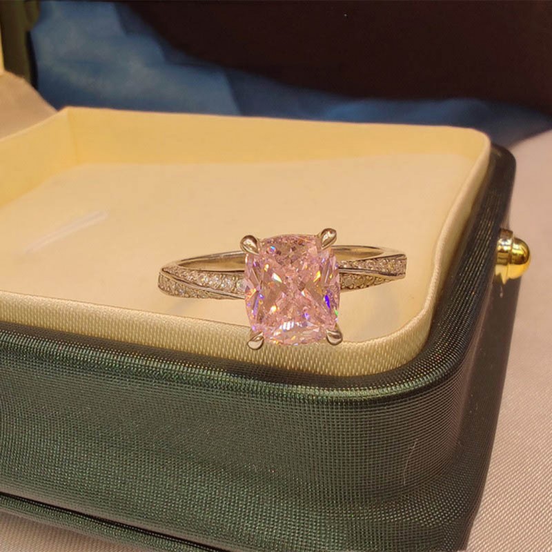 Pink Moissanite Diamond Engagement Ring