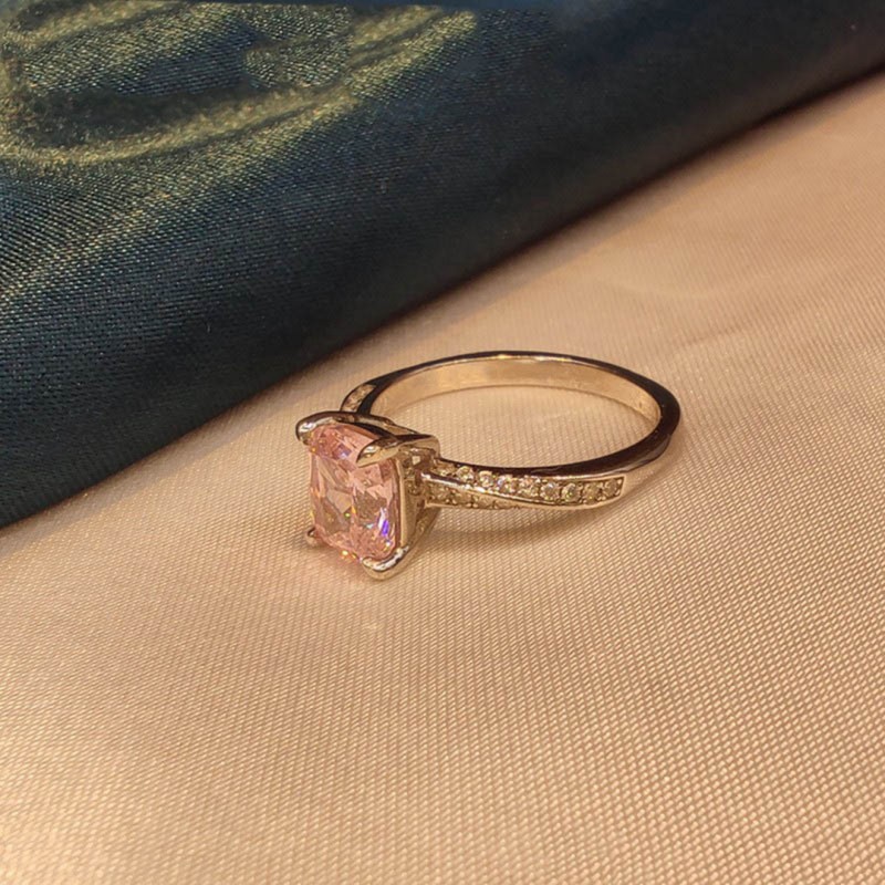 Pink Moissanite Diamond Engagement Ring