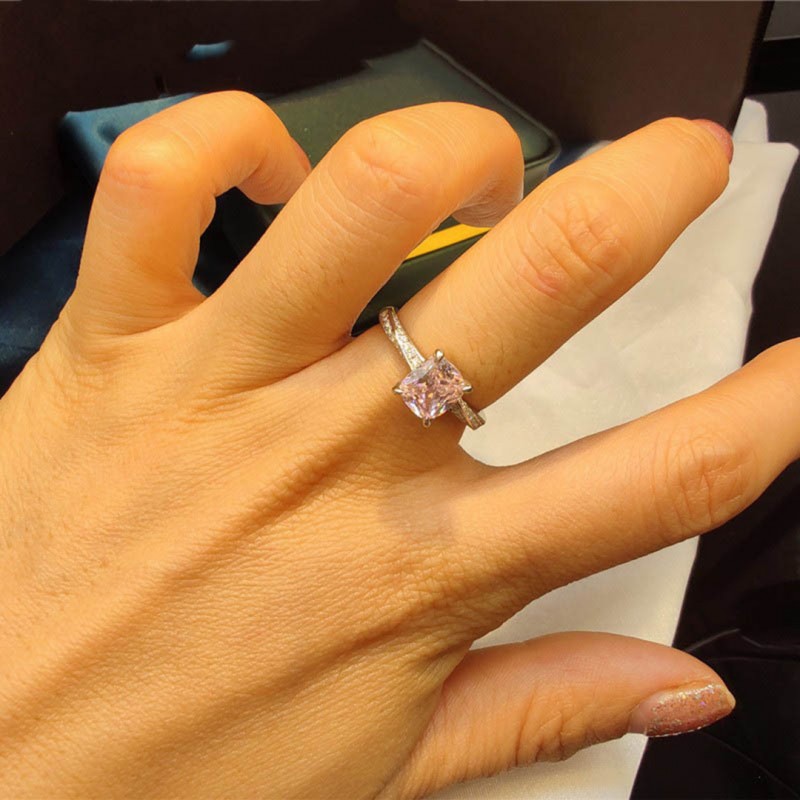 Pink Moissanite Diamond Engagement Ring