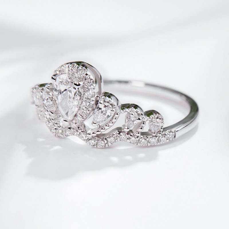 Teardrop Engagement Ring Beautiful Crown