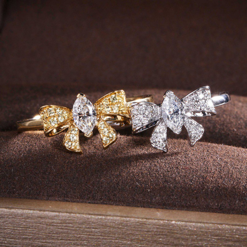 Fashion Bow-knot Set Diamond Engagement Ring 