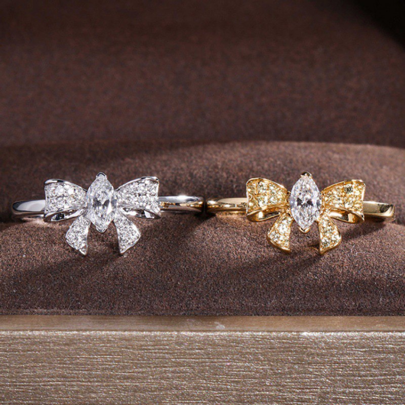 Fashion Bow-knot Set Diamond Engagement Ring 