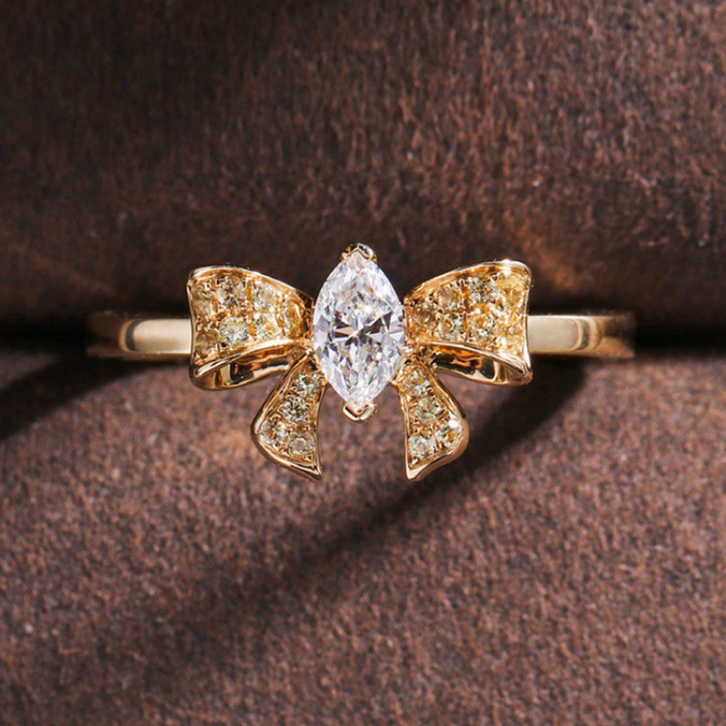 Fashion Bow-knot Set Diamond Engagement Ring 