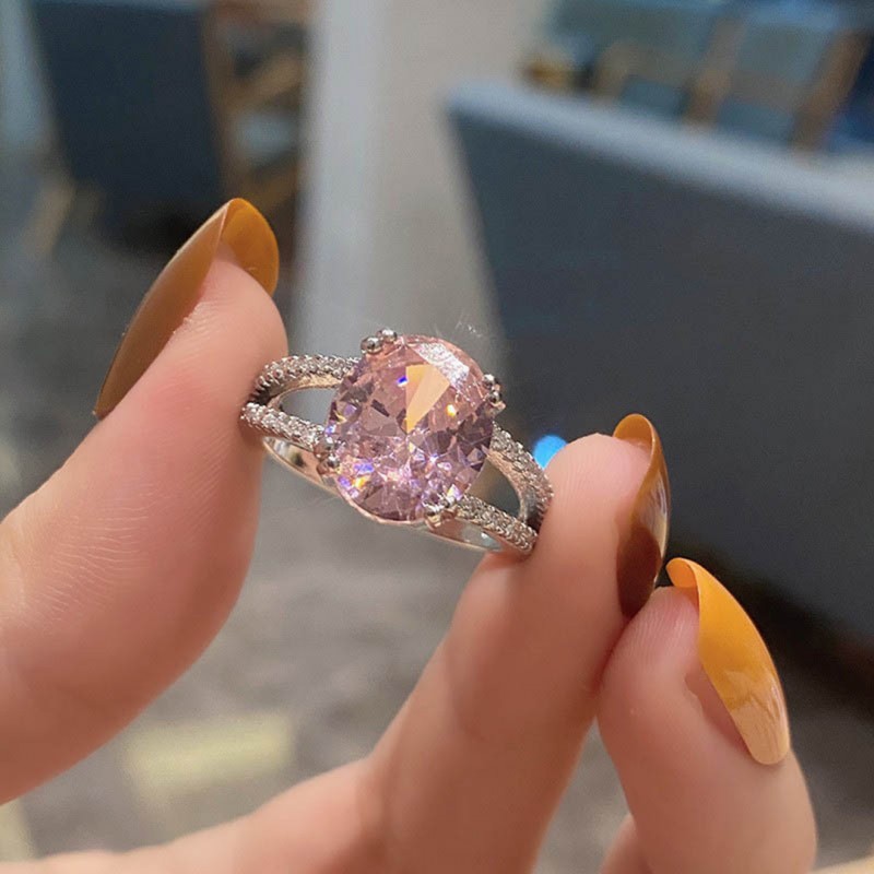 Pink Zircon Engagement Ring Light Luxury