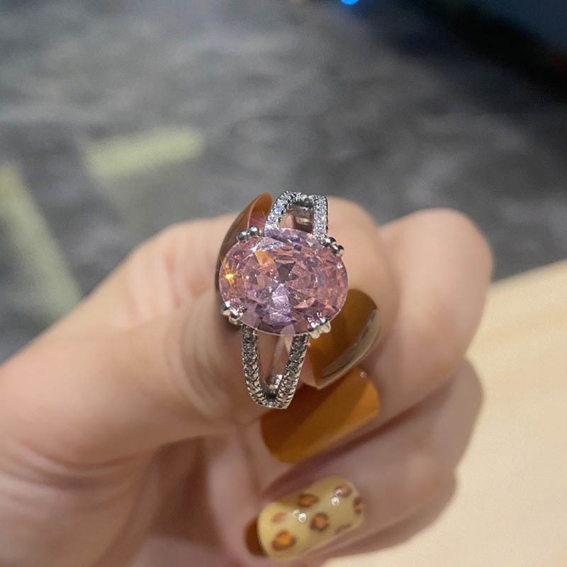 Pink Zircon Engagement Ring Light Luxury