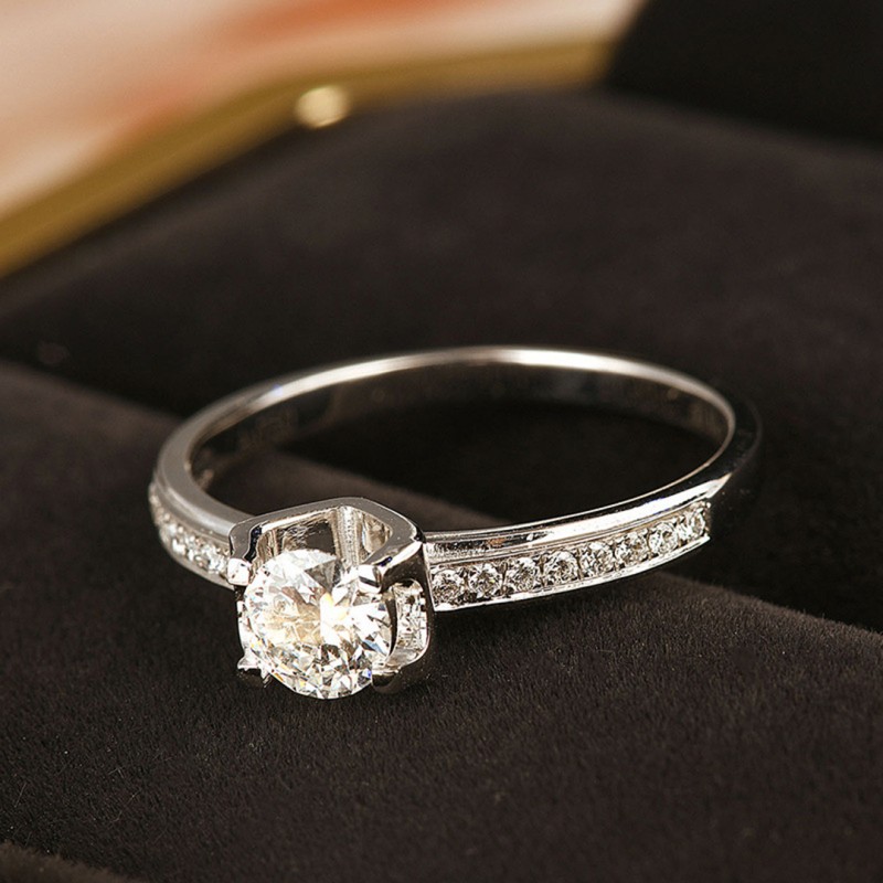 Bull's Head Diamond and Zircon Ring Engagement 