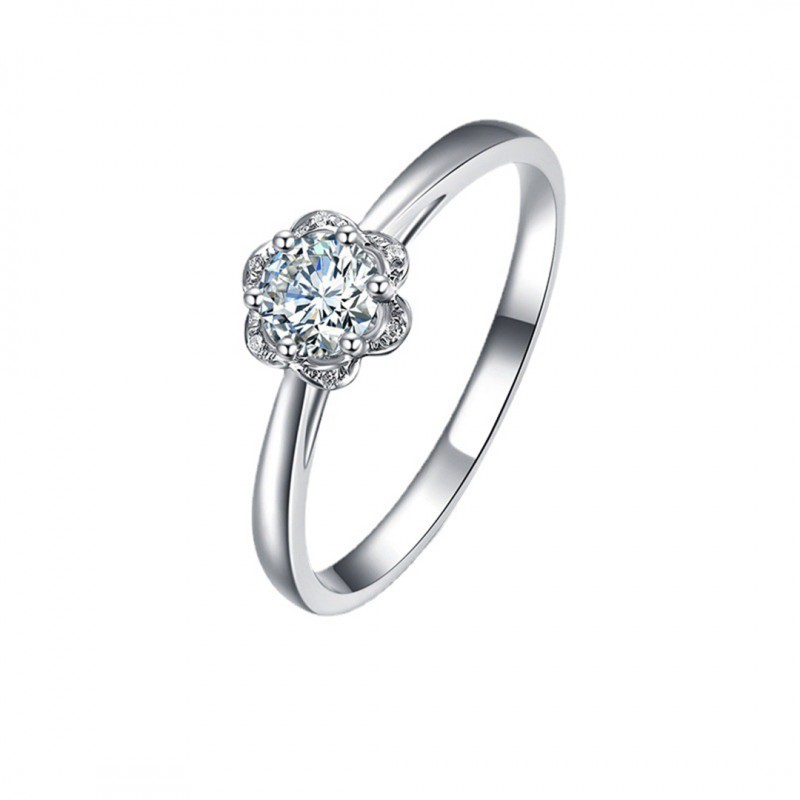 Eight Hearts Eight Arrows Six-Petal Flower Zircon Engagement Ring