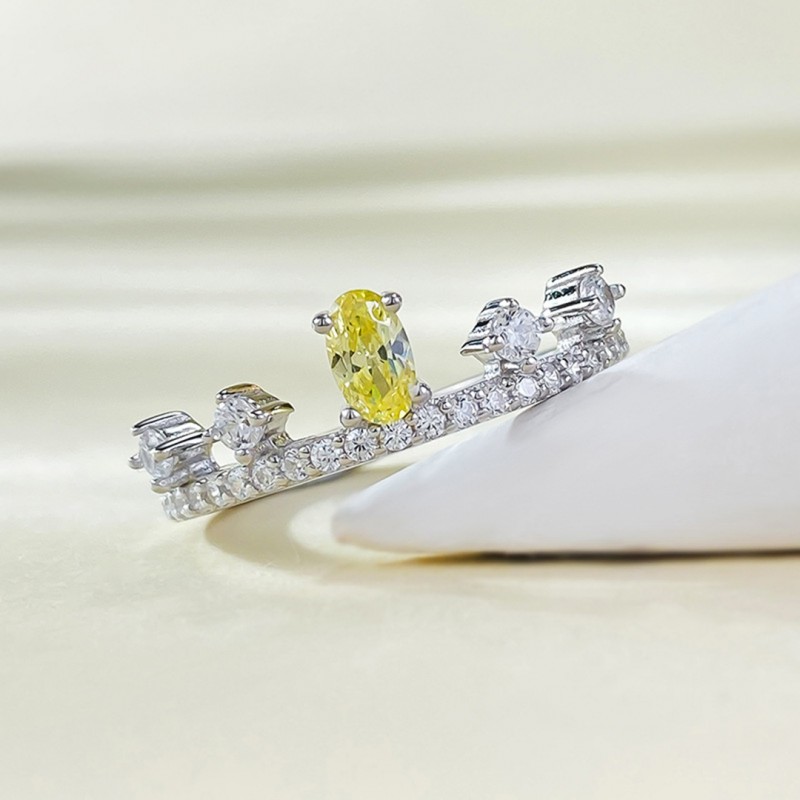 Oval Yellow Diamond Engagement Ring High Carbon 