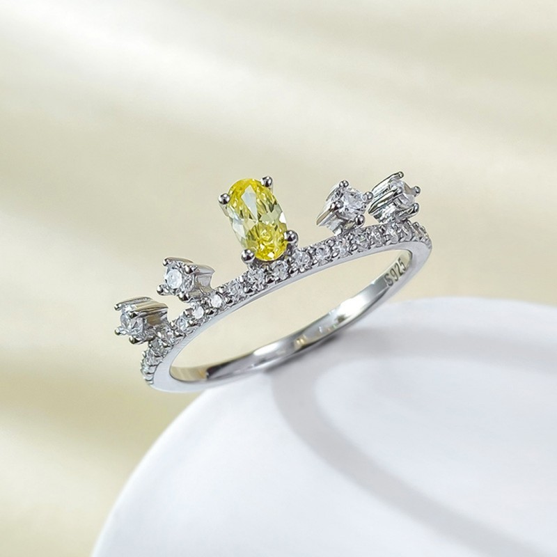 Oval Yellow Diamond Engagement Ring High Carbon 