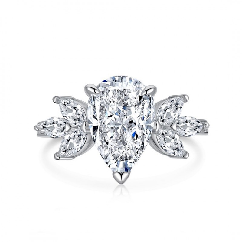 Engagement Ring Pear-shaped 8A Zircon Ice Flower Cut Luxurious