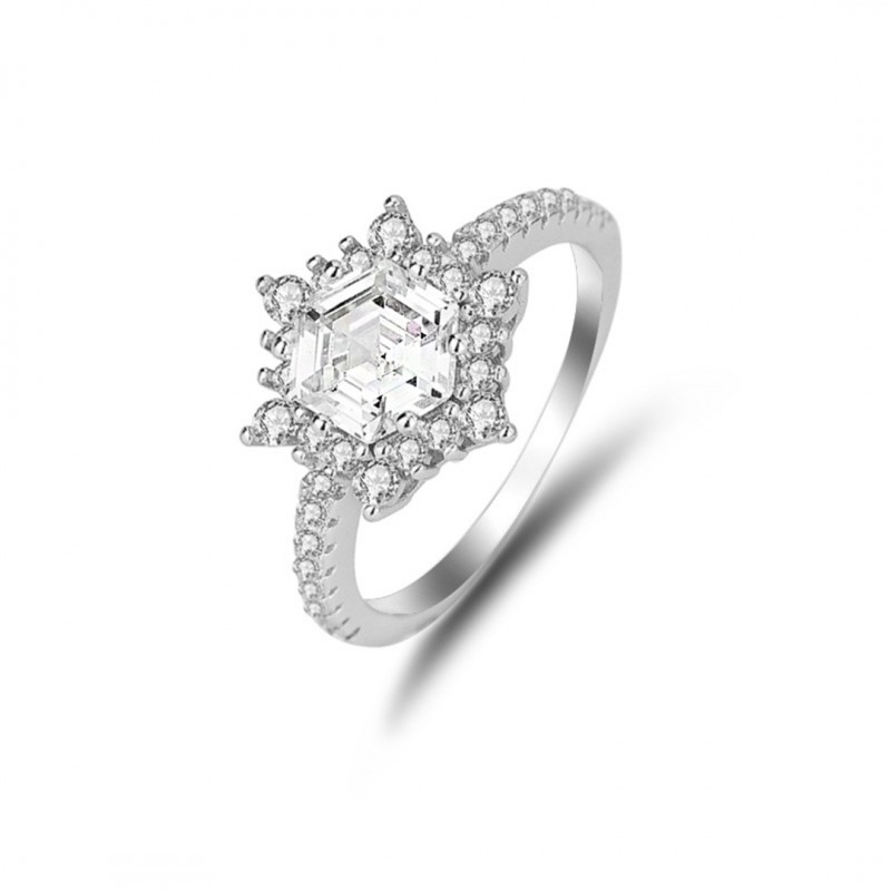 Cubic Zirconia Sun Snowflake Diamond Engagement Ring