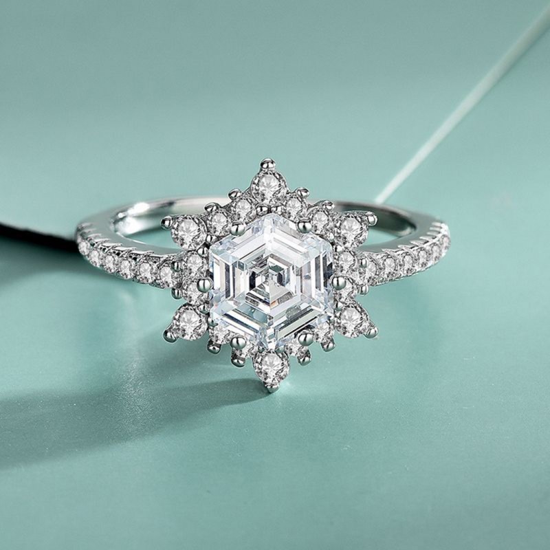 Cubic Zirconia Sun Snowflake Diamond Engagement Ring