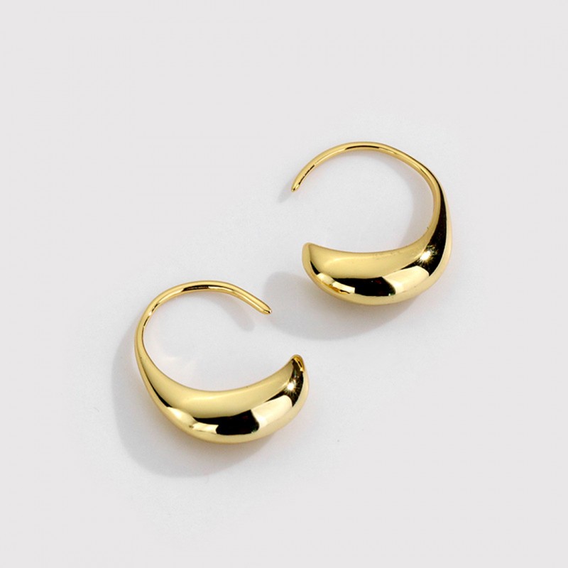 French Style Earrings Simple Plain Hoop Earrings 