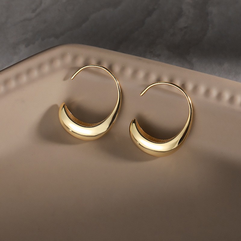 French Style Earrings Simple Plain Hoop Earrings 