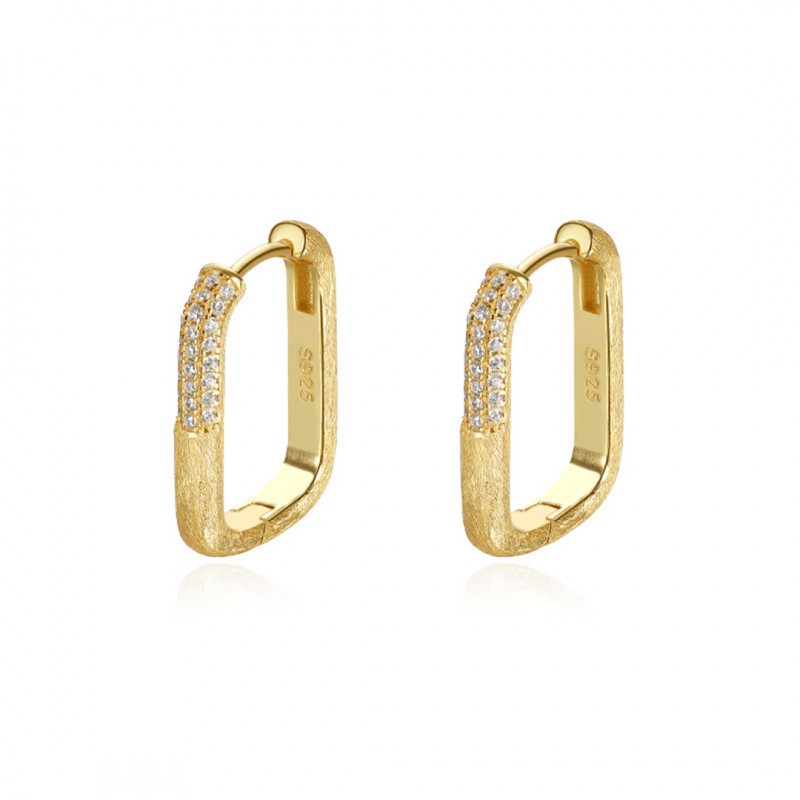 Niche Design U-shaped Zircon Hoop Earrings 