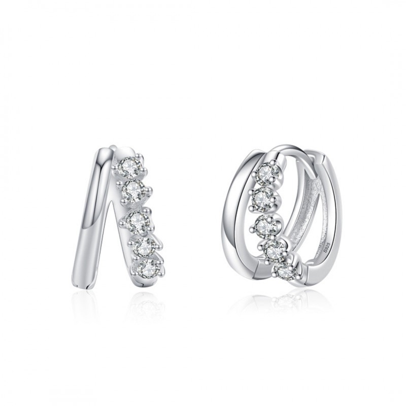 Double-layer Micro-set Zircon Niche Design Fashion Ear Hoops