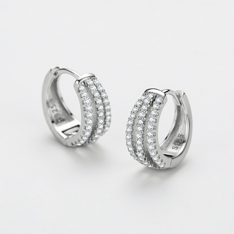 Micro-set Full Diamond Ear Hoops Luxury High-End Sense