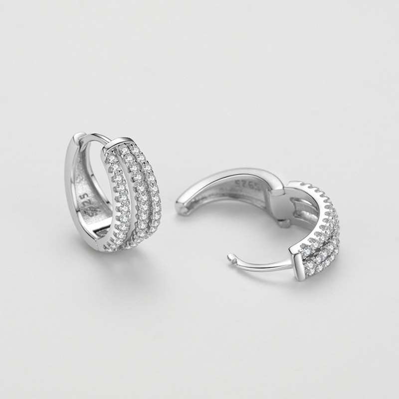 Micro-set Full Diamond Ear Hoops Luxury High-End Sense