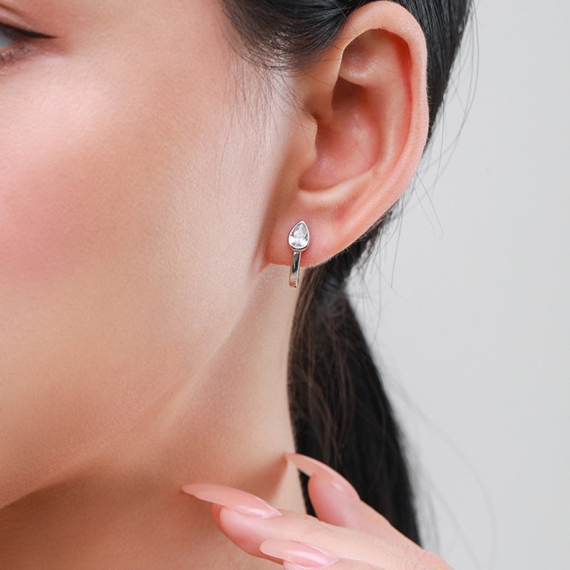 Light Luxury Cool Water Drop-shaped Diamond-set Ear hoops