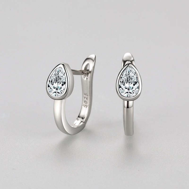 Light Luxury Cool Water Drop-shaped Diamond-set Ear hoops