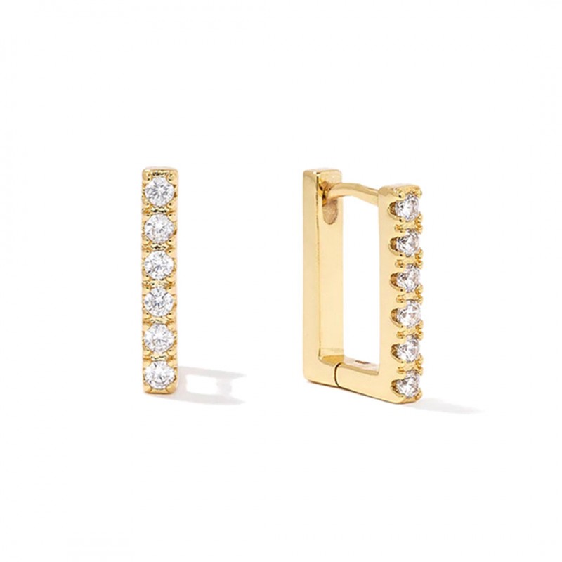 Classic Square Cubic Zirconia Hoop Earrings