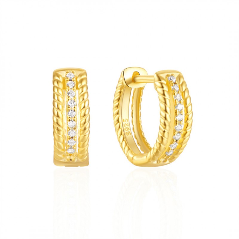 Personalized Double Twisted  Diamond Hoop Earrings