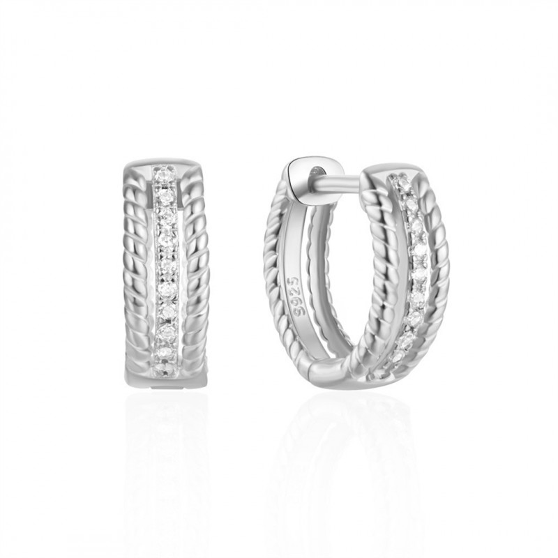 Personalized Double Twisted  Diamond Hoop Earrings