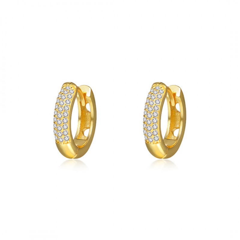 Micro-Inlaid Cubic Zirconia Hoop Earrings Elegant and Versatile 