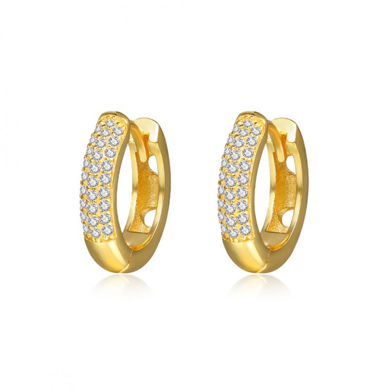 Micro-Inlaid Cubic Zirconia Hoop Earrings Elegant and Versatile 