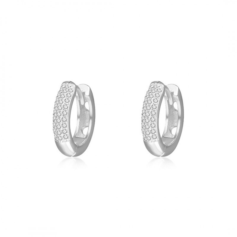 Micro-Inlaid Cubic Zirconia Hoop Earrings Elegant and Versatile 