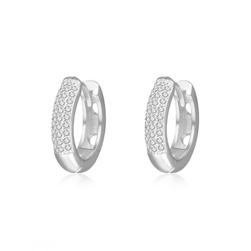 Micro-Inlaid Cubic Zirconia Hoop Earrings Elegant and Versatile 