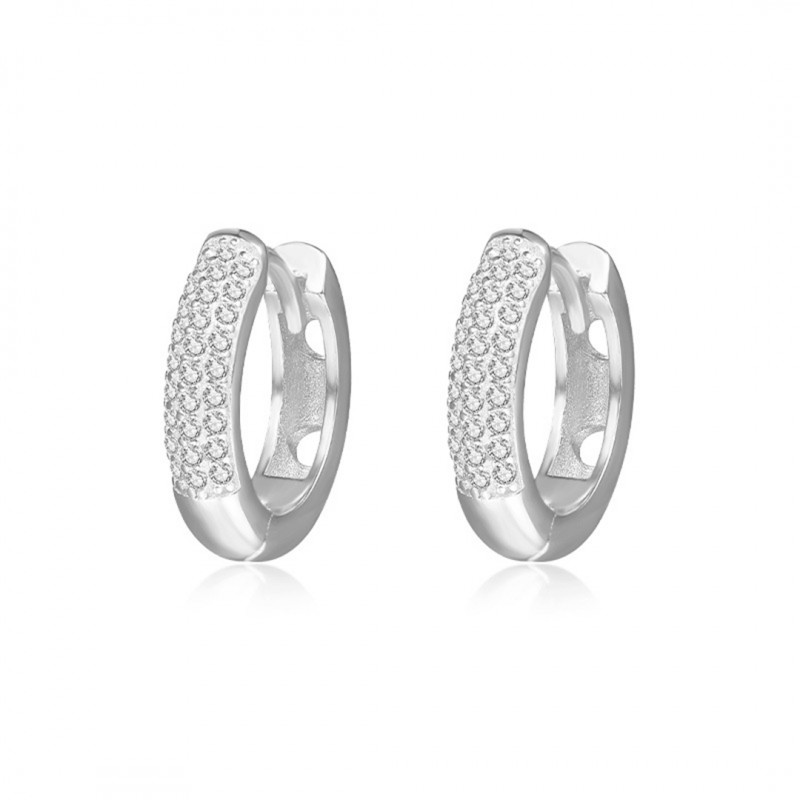 Micro-Inlaid Cubic Zirconia Hoop Earrings Elegant and Versatile 