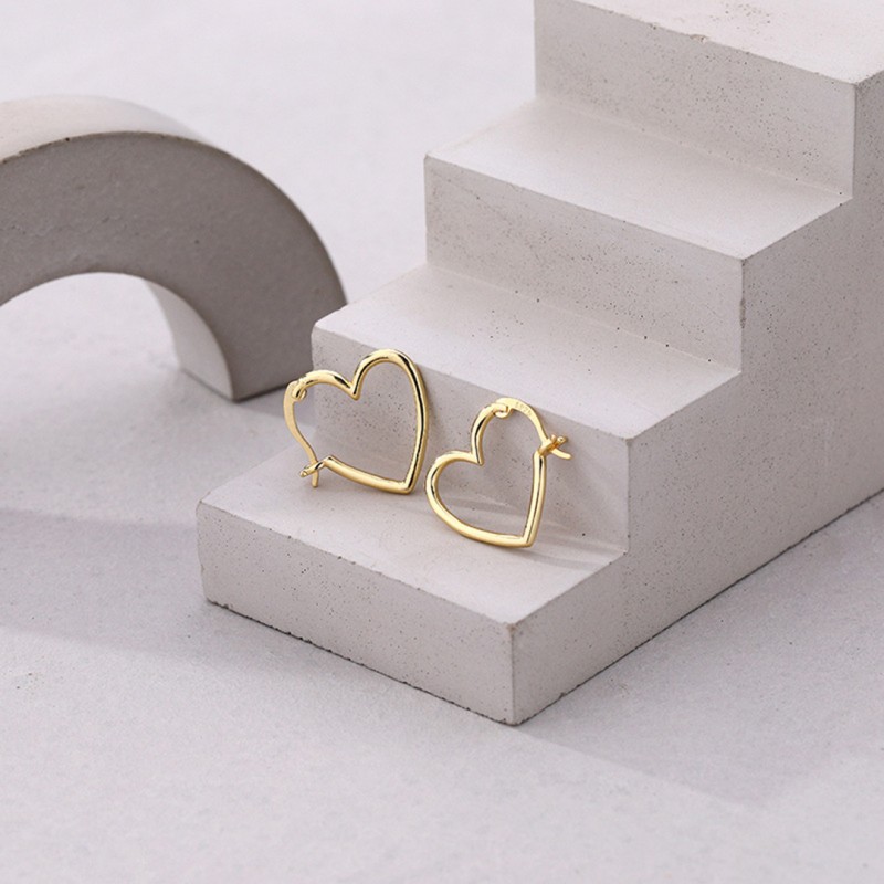 Gold-Plated Versatile Heart Hoop Earrings