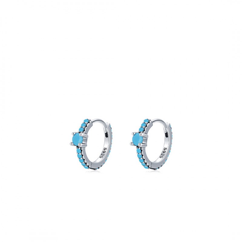 Vintage Style Turquoise Cubic Zirconia Hoop Earrings