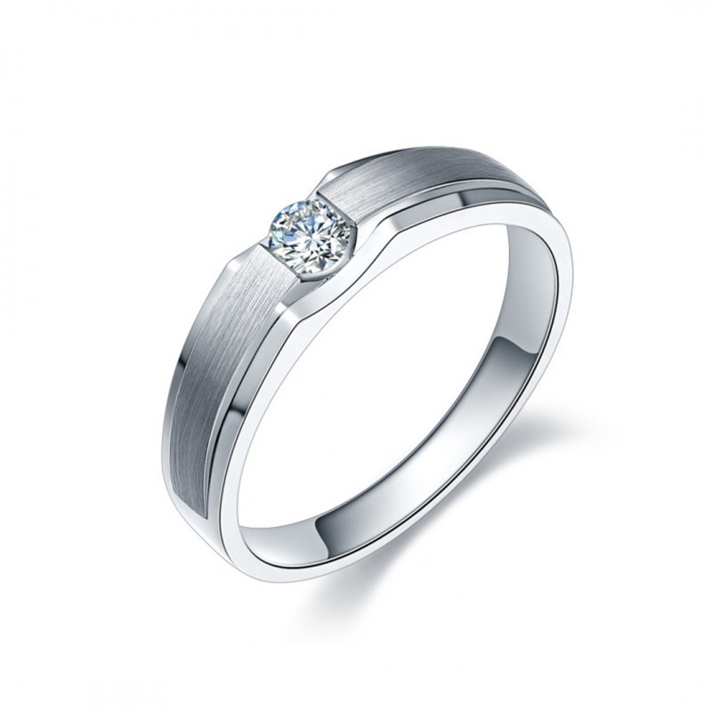 White Gold Zircon Wedding Ring for Men