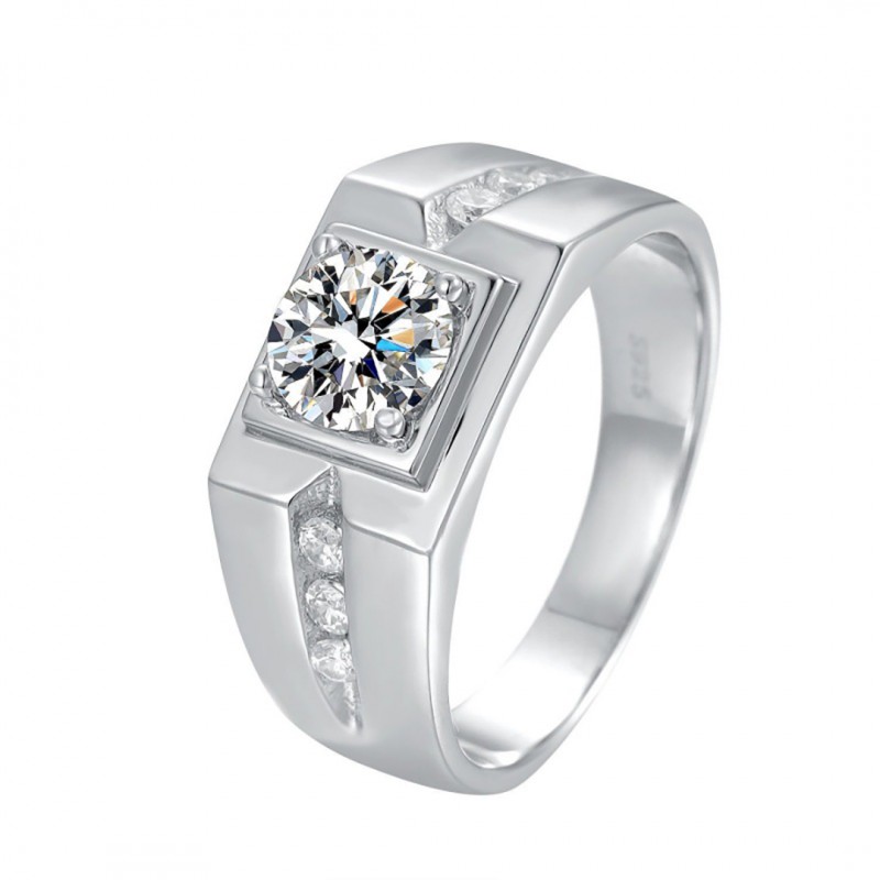 D Color Moissanite Men's Ring One Carat Wedding  