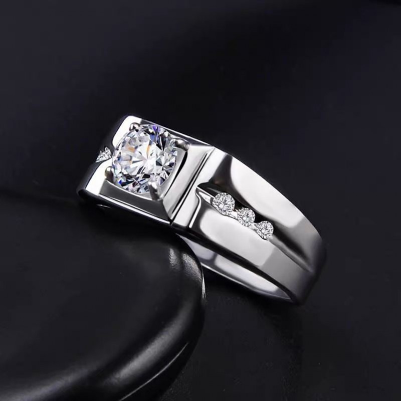 D Color Moissanite Men's Ring One Carat Wedding  