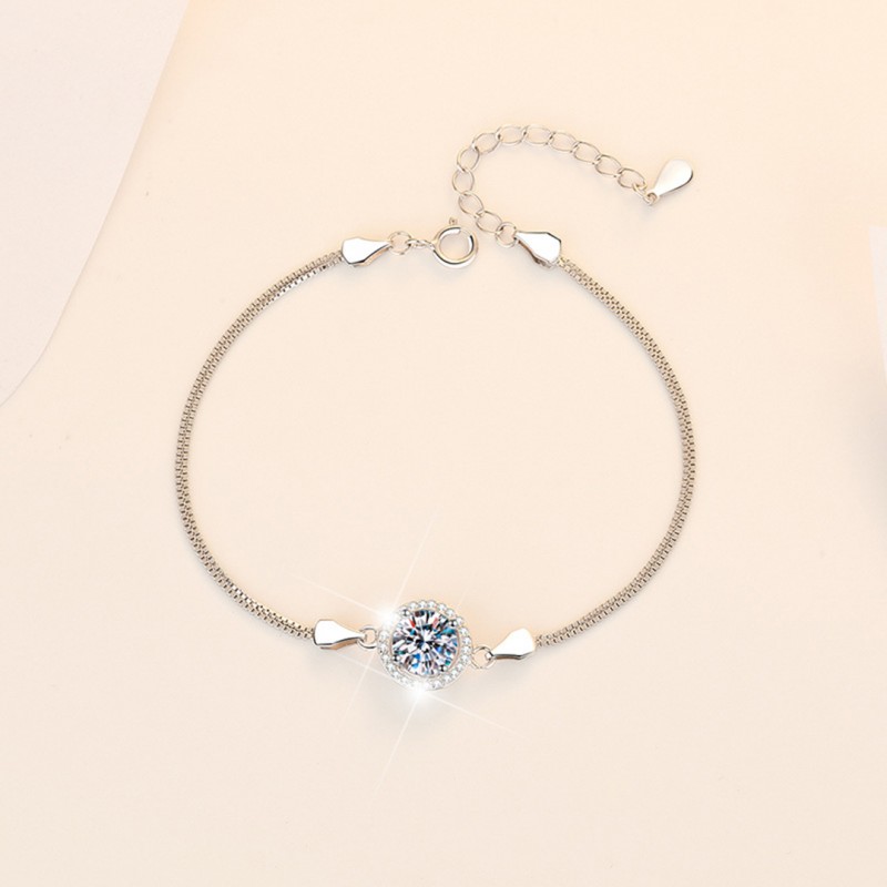 Bracelet Moissanite 1 carat Platinum Plated 