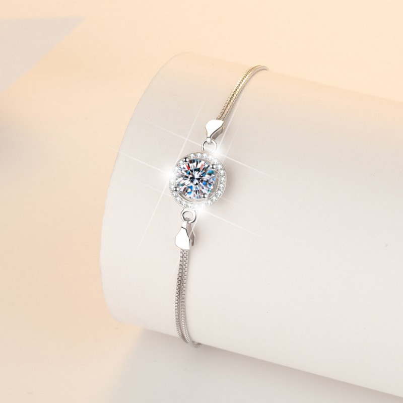 Bracelet Moissanite 1 carat Platinum Plated 