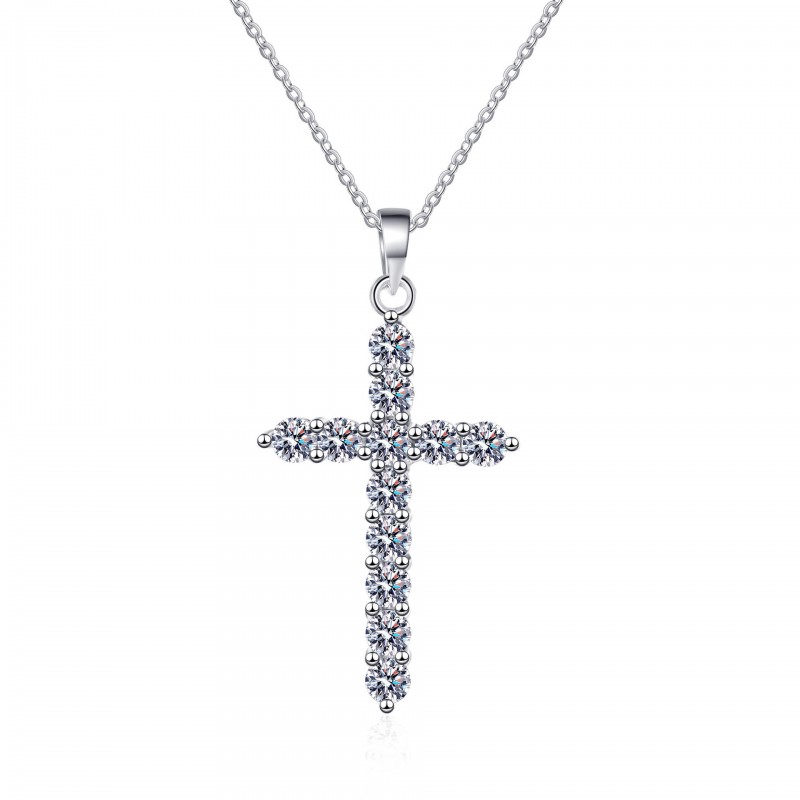 Cross Necklace Moissanite Pendant Plated pt950