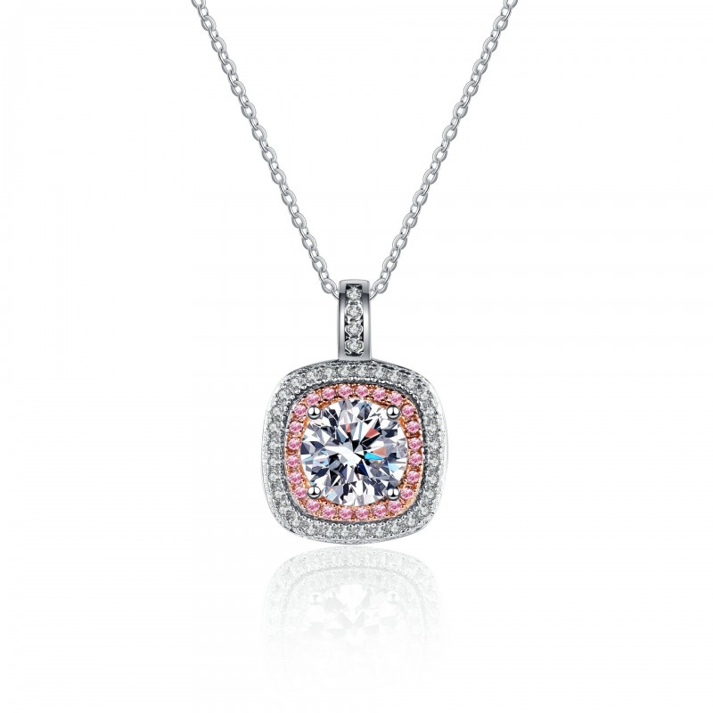 Necklace with Square Mozambique Diamond Pendant