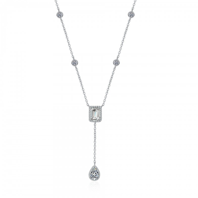 Tassel Necklace Plated with PT950 Platinum, 3 Carat Mozambique Diamond