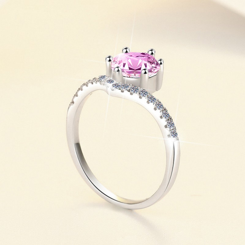 Adjustable Ring with Princess Crown Design and 1 Carat Pink Mozambique Stone