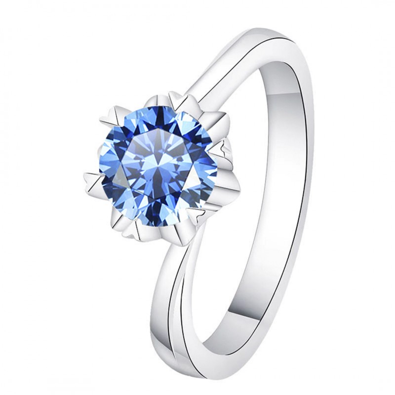 Moissanite Ring Newbie Snowflake Blue Enchantress 